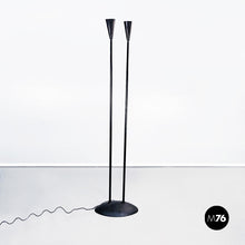 画像をギャラリービューアに読み込む, Floor lamp whit two light adjustable in black metal, 1990s