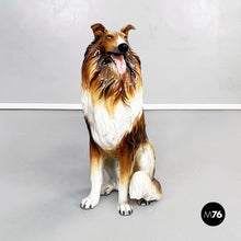 Load image into Gallery viewer, Sculpture of a sitting rough collie dog in ceramic, 1970s