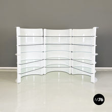 Load image into Gallery viewer, Modular bookcase in white fiberglass and glass by Astrarte, 1970s