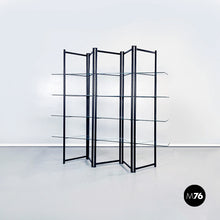 将图片加载到图库查看器,Black metal and glass bookcase, 1990s