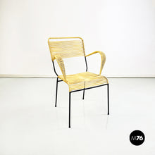 Load image into Gallery viewer, Outdoor chair in yellow scooby and black metal, 1960s