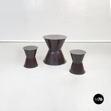 画像をギャラリービューアに読み込む, Ethnic table and stools in brown metal, 1990s