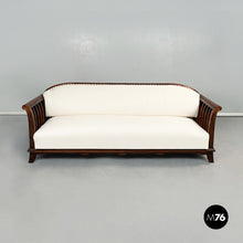 Load image into Gallery viewer, Wooden sofa with white fabric, 1940s