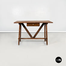 Load image into Gallery viewer, Wooden table fratino with a drawer, 1900s