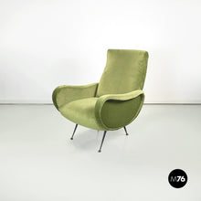 Load image into Gallery viewer, Armchairs in green velvet and black metal, 1950s