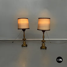 Charger l'image dans la galerie, Candelabra lamps in wood and fabric, 1800s