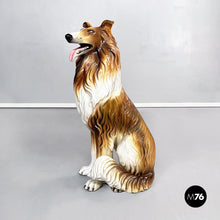 Load image into Gallery viewer, Sculpture of a sitting rough collie dog in ceramic, 1970s