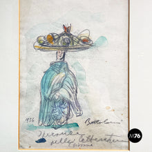 Load image into Gallery viewer, Pastel and watercolor painting of a person, 1954