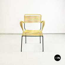 Load image into Gallery viewer, Outdoor chair in yellow scooby and black metal, 1960s
