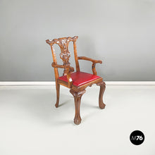 Load image into Gallery viewer, Wooden chairs with red leather, 1900s