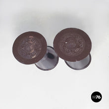 画像をギャラリービューアに読み込む, Ethnic table and stools in brown metal, 1990s