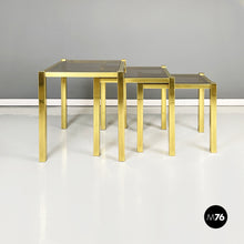 Load image into Gallery viewer, Coffe tables in brass and smoked glass, 1970s