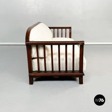 Load image into Gallery viewer, Wooden sofa with white fabric, 1940s