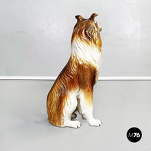 Load image into Gallery viewer, Sculpture of a sitting rough collie dog in ceramic, 1970s