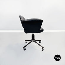 Load image into Gallery viewer, Armchair in black leather, 1970s