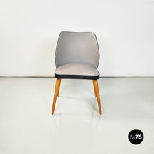 将图片加载到图库查看器,Chairs in black and gray leather and wood, 1980s