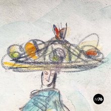 Load image into Gallery viewer, Pastel and watercolor painting of a person, 1954