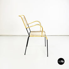 Load image into Gallery viewer, Outdoor chair in yellow scooby and black metal, 1960s