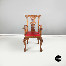 Load image into Gallery viewer, Wooden chairs with red leather, 1900s