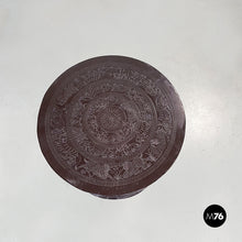 画像をギャラリービューアに読み込む, Ethnic table and stools in brown metal, 1990s