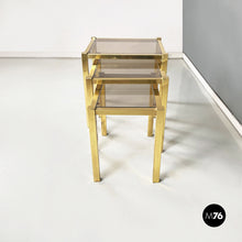 Load image into Gallery viewer, Coffe tables in brass and smoked glass, 1970s