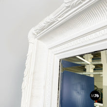 画像をギャラリービューアに読み込む, Large rectangular mirror with white wooden frame, 1990s