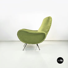 Load image into Gallery viewer, Armchairs in green velvet and black metal, 1950s