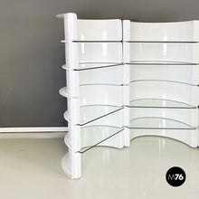 Load image into Gallery viewer, Modular bookcase in white fiberglass and glass by Astrarte, 1970s
