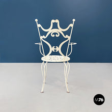 画像をギャラリービューアに読み込む, Garden chairs and table in white wrought iron, 1960s