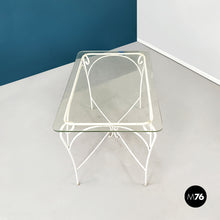 画像をギャラリービューアに読み込む, Garden table in white wrought iron and glass, 1960s