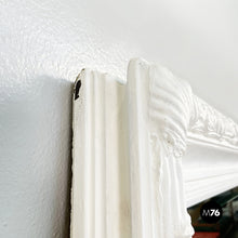 画像をギャラリービューアに読み込む, Large rectangular mirror with white wooden frame, 1990s