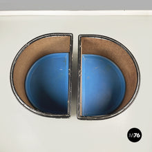 Load image into Gallery viewer, Planters in black metal, white wood and blue plastic, 1980s