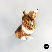 Load image into Gallery viewer, Sculpture of a sitting rough collie dog in ceramic, 1970s