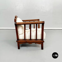Load image into Gallery viewer, Wooden armchairs with white fabric, 1940s