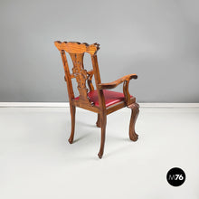 Load image into Gallery viewer, Wooden chairs with red leather, 1900s
