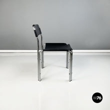 将图片加载到图库查看器,Chairs in black leather and tubular metal, 1980s