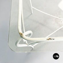 画像をギャラリービューアに読み込む, Garden table in white wrought iron and glass, 1960s
