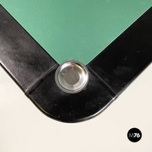 画像をギャラリービューアに読み込む, Game table in green fabric, black leather and chromed steel, 1970s