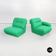 画像をギャラリービューアに読み込む, Modular sofa in green fabric, 1970s
