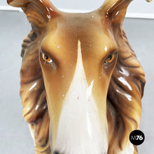 Load image into Gallery viewer, Sculpture of a sitting rough collie dog in ceramic, 1970s