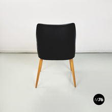 将图片加载到图库查看器,Chairs in black and gray leather and wood, 1980s