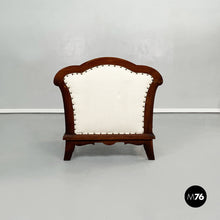 Load image into Gallery viewer, Wooden sofa and armchairs with white fabric, 1940s