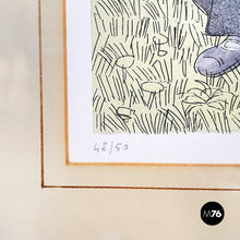 画像をギャラリービューアに読み込む, Engraving print with color of two priests by Gianfilippo Usellini, 1900-1970s