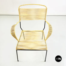 Load image into Gallery viewer, Outdoor chair in yellow scooby and black metal, 1960s