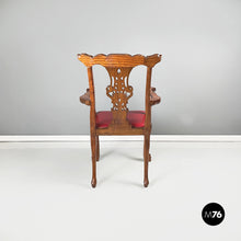 Load image into Gallery viewer, Wooden chairs with red leather, 1900s