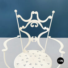 画像をギャラリービューアに読み込む, Garden chairs in white wrought iron, 1960s