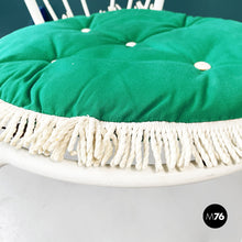 画像をギャラリービューアに読み込む, Garden chairs in white painted wrought iron and fabric, 1960s