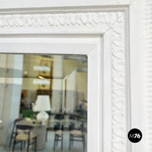 画像をギャラリービューアに読み込む, Large rectangular mirror with white wooden frame, 1990s