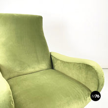 Load image into Gallery viewer, Armchairs in green velvet and black metal, 1950s
