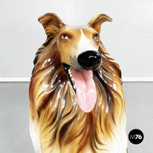 Load image into Gallery viewer, Sculpture of a sitting rough collie dog in ceramic, 1970s